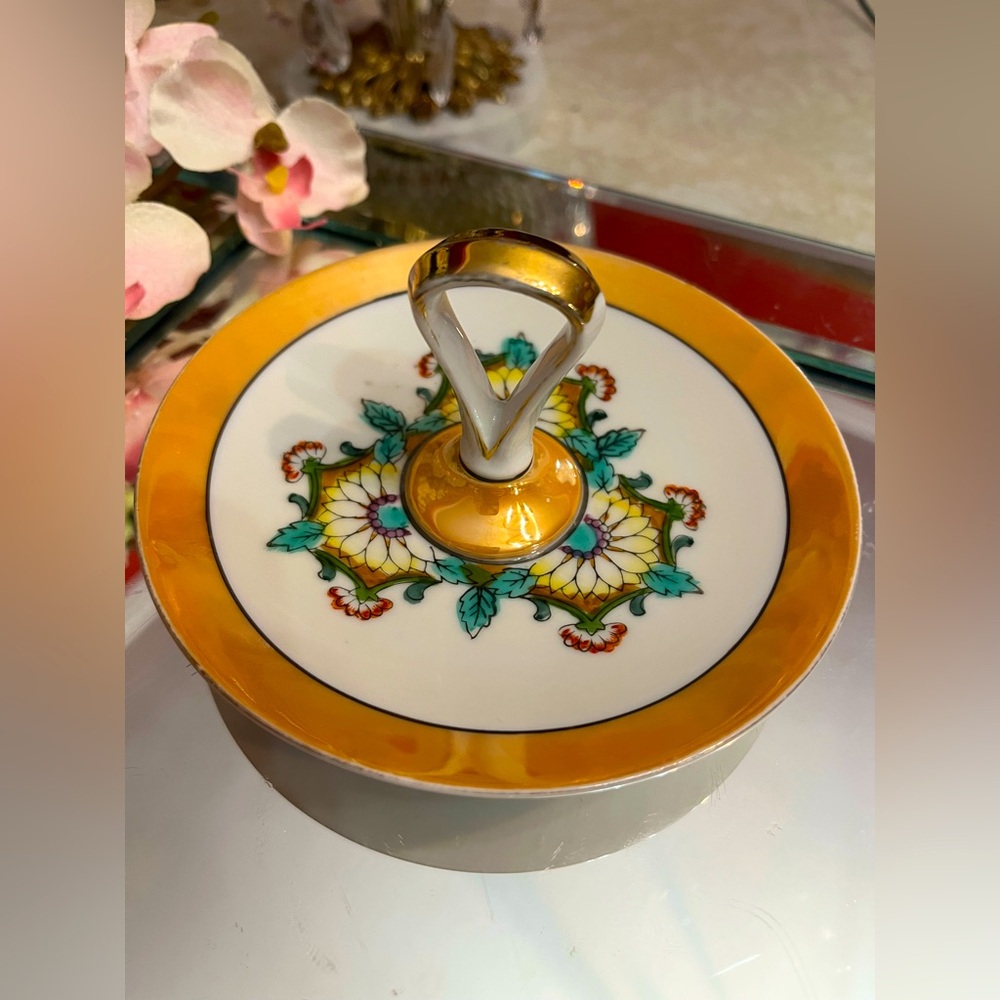 Vintage NORITAKE Art Deco Hand Painted Lemon BonBon Dish Japan Morimura Red Mark